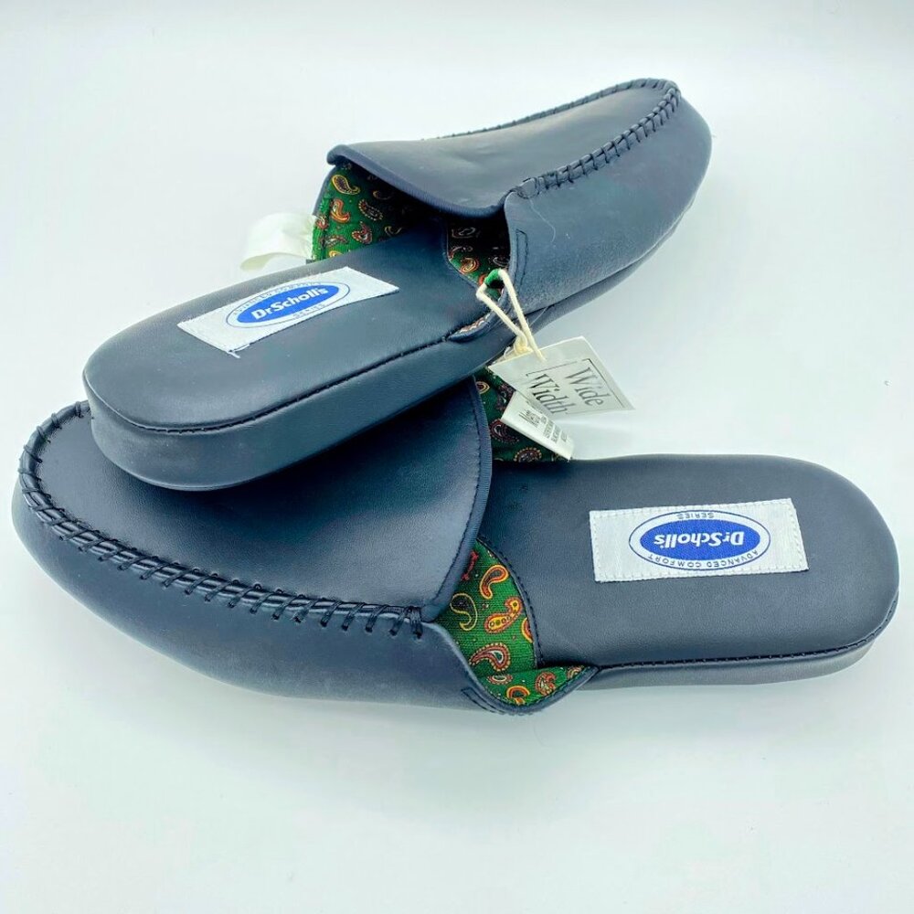 Dr. Scholl’s Men Slippers House Shoes Sz 8 Wide Leather New Slide